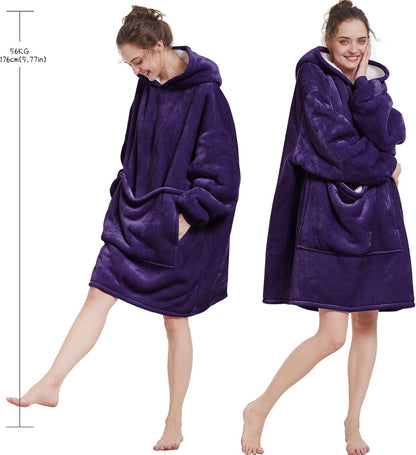 Aemilas Wearable Blanket Hoodie - Warm Sherpa Blanket Sweatshirt as Gifts for Adult Women Mom Men, One Size Fits All