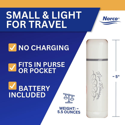 Norco Mini Massager – Portable Massage Gun for Scar Tissue Break Up, Massage, Hand, Finger, and Muscle Relief with 3 Silicone Attachments | NC70209