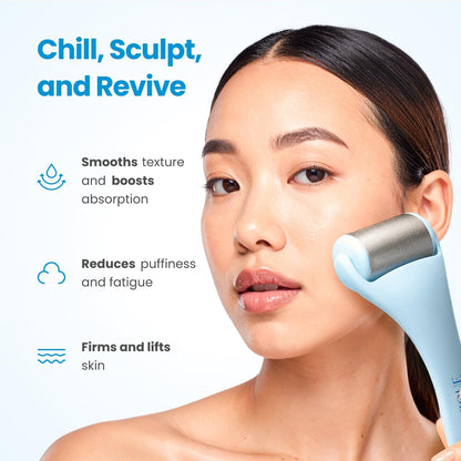 PLANTIFIQUE Stainless Steel Gua Sha and Ice Roller for Face & Body - Cooling Facial Tool Set to Reduce Puffiness, Improve Lymphatic Drainage & Soothe Skin