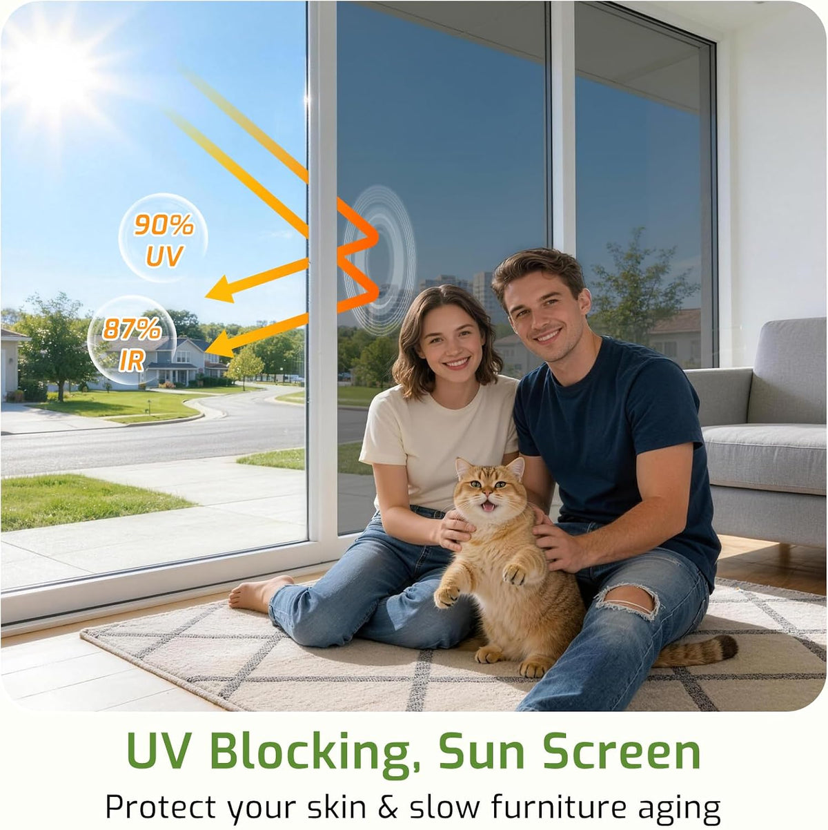 LUTE Blackout Window Film, Window Tint for Home Privacy, 17.5" x 78.7"