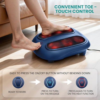 Nekteck Foot Massager with Heat, Shiatsu Heated Electric Kneading Foot Massager Machine for Neuropathy, Plantar Fasciitis, Feet Massage for Pain Relief, Circulation, Ideal Gifts for Man Woman Her Him