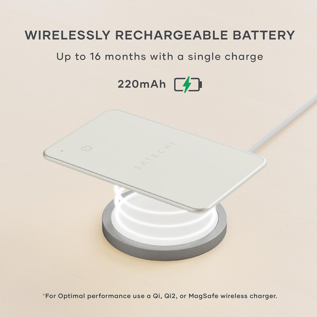 Satechi FindAll Wallet Card, Find My Compatible, Wireless Charging, Black