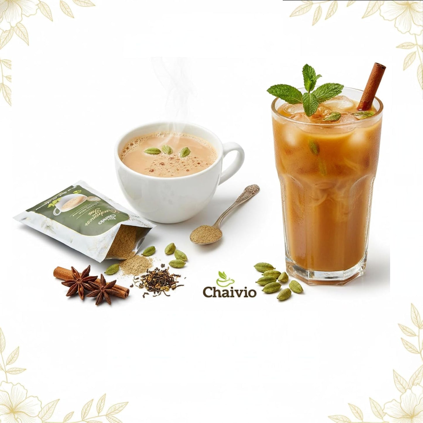 Chaivio Masala Chai Tea Latte, Unsweetened Instant Powder, Authentic Chai-with Natural Ingredients, No Preservatives, Tea Powder, Quick and Healthy Chai(1 lb)