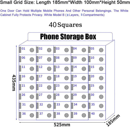 Acrylic Phone Storage, Wall-Mounted Charging Station, 40 Slots Pocket Holder for Mobile Phones, Compact Desk for Home & Office Use,40Slots