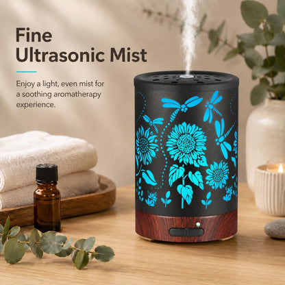 Essential Oil Diffuser, Ultrasonic Diffuser for Essential Oil, Cool Mist Humidifier Aromatherapy Diffuser with 7 Color Lighting Changing Modes, Waterless Auto Shut-Off for Home（Flower Fairy）