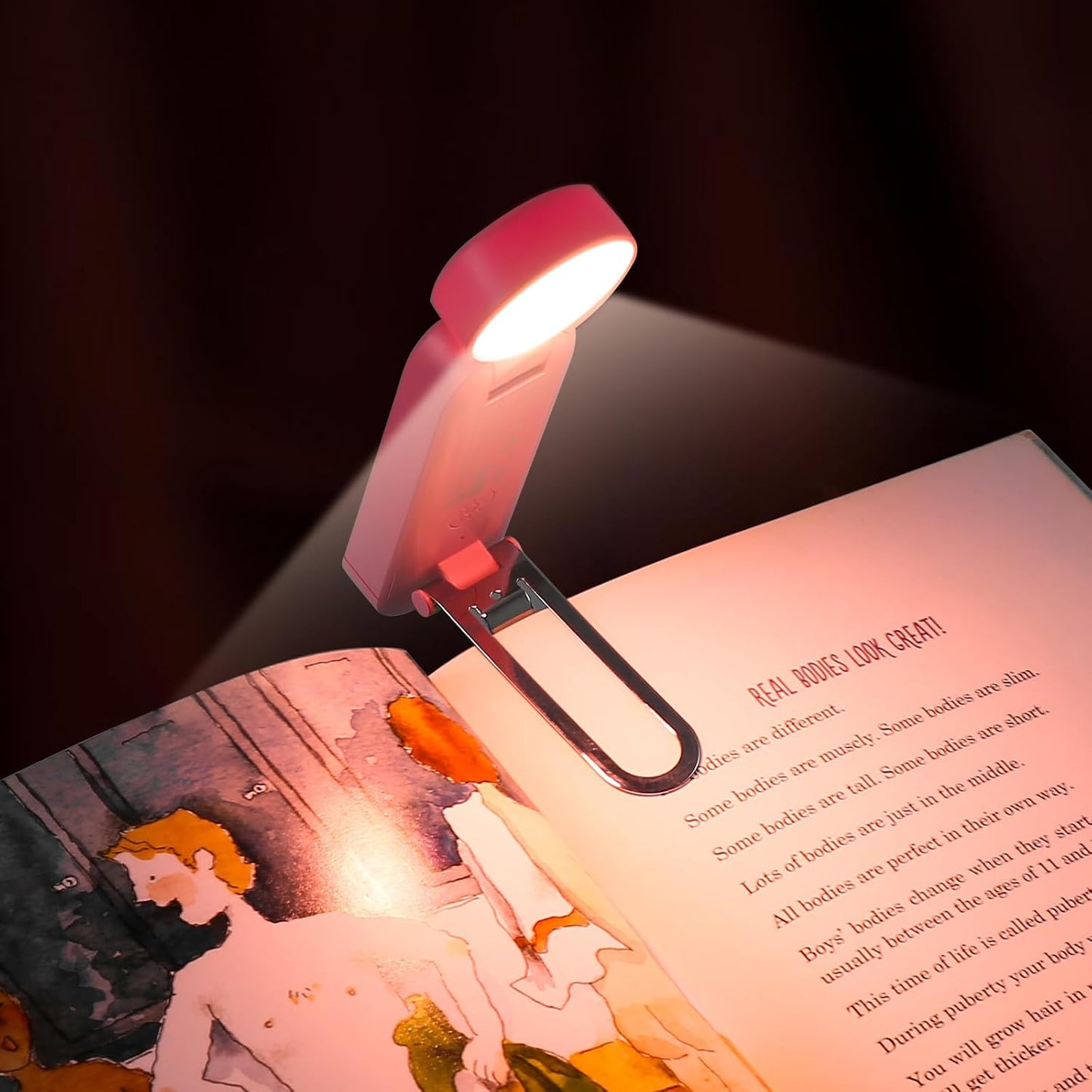 VAVOFO USB Rechargeable Book Light, Blue Light Blocking, Amber Clip-On Bookmark Shaped Reading Light, Eye Care 6 LEDs With 9 Lighting Modes for Bookworms (Grey)