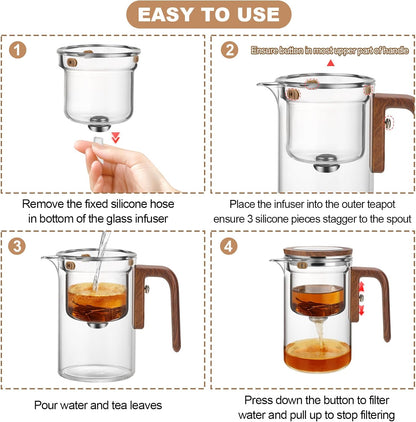 Enchanti Tea Pot, Glass Teapot with Removable Infuser, Magnetic Loose Leaf Tea Steeper, Magic Witchcraft Tea Pot with Strainer for Water Separation, Gift Package, 27oz/800ml