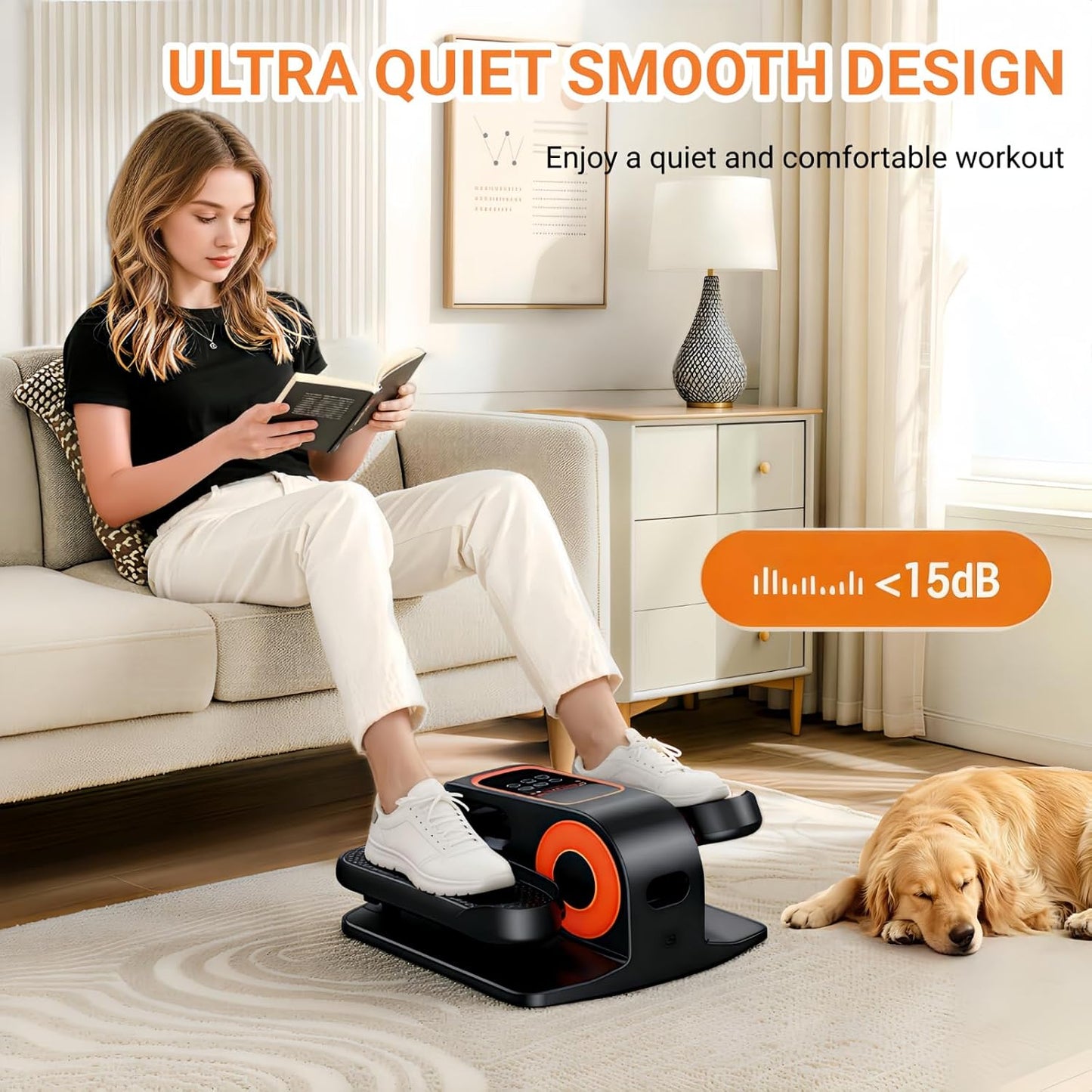 Under Desk Elliptical, Elliptical Leg Exerciser for Seniors, Home Portable Elliptical with Remote Control and 12 Adjustable Speeds, Electric Seated Pedal Exerciser