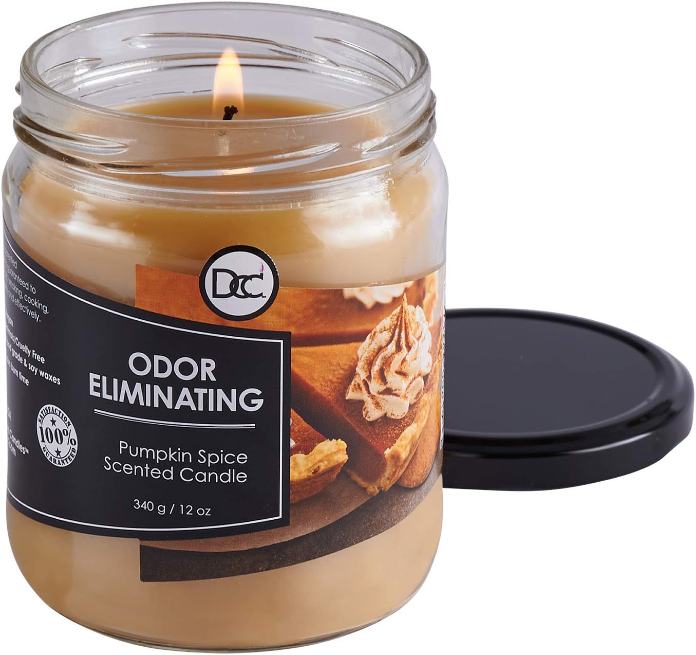 Vanilla Bean Odor Eliminating Highly Fragranced Candle - Eliminates 95% of Pet, Smoke, Food, and Other Smells Quickly - Up to 80 Hour Burn time - 12 Ounce Premium Soy Blend - Colors B