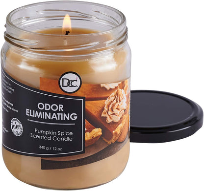 Vanilla Bean Odor Eliminating Highly Fragranced Candle - Eliminates 95% of Pet, Smoke, Food, and Other Smells Quickly - Up to 80 Hour Burn time - 12 Ounce Premium Soy Blend - Colors B