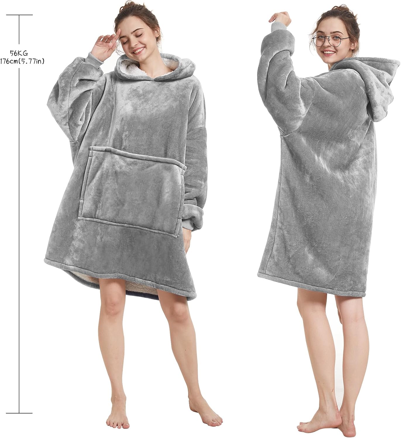 Aemilas Wearable Blanket Hoodie - Warm Sherpa Blanket Sweatshirt as Gifts for Adult Women Mom Men, One Size Fits All