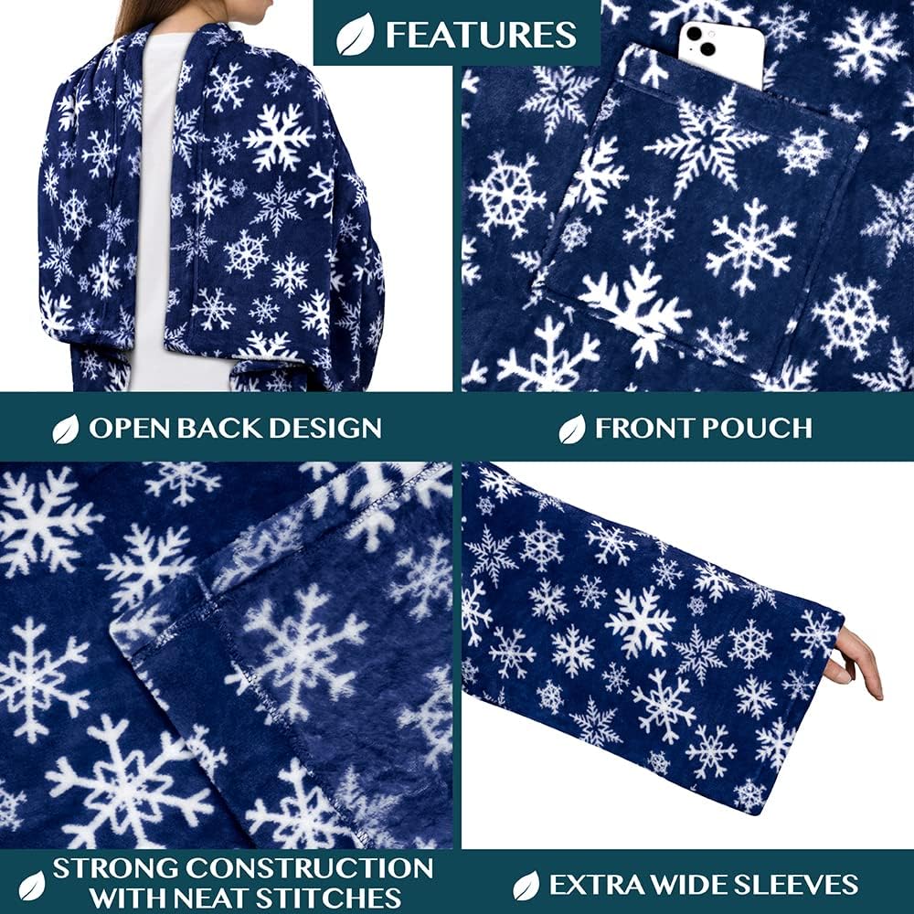 PAVILIA Wearable Blanket with Sleeves for Adult Women Men, Cozy Fleece Warm Wrap Throw with Arms, Gifts for Christmas, Wife