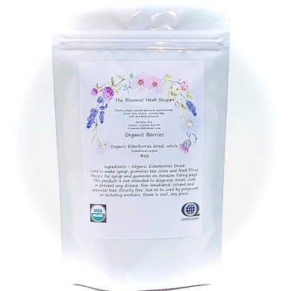 Organic Whole Dried Elderberries 4oz Aroma Sambucus Nigra The Bloomin Herb Shoppe Diy Syrup Gummies Juice Tea