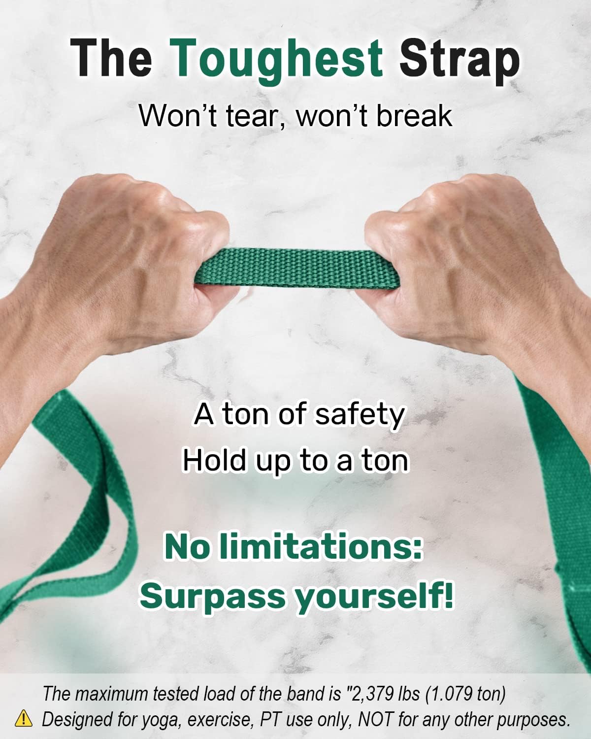 Tumaz Stretching Strap - 10 Loops & Non-Elastic Yoga Strap - Perfect Home Workout Stretch Strap for Physical Therapy, Yoga, Pilates, Flexibility