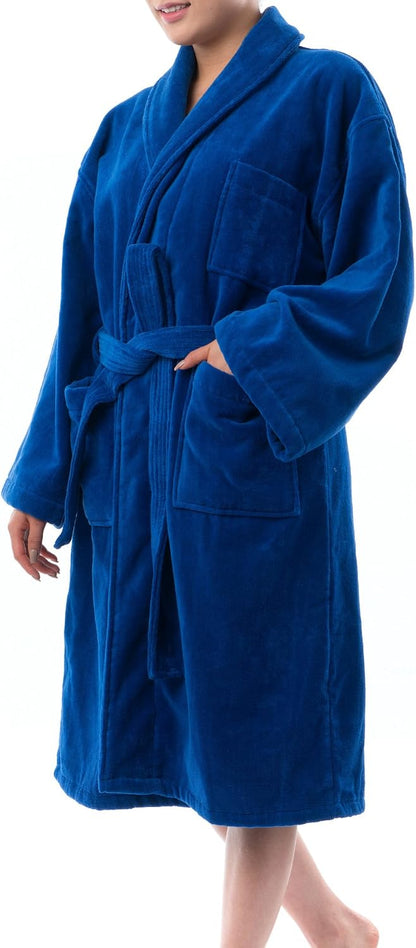 Alpine Swiss Blair Womens Cotton Terry Cloth Bathrobe Shawl Collar Velour Spa Robe
