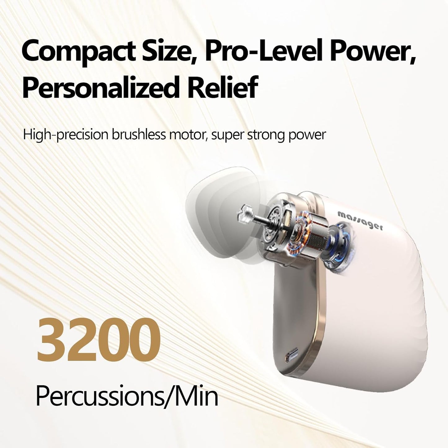 Mini Massage Gun, Portable Deep Tissue Muscle Massager with 4 Heads, Adjustable Speed & Pressure, Quiet Powerful Motor, Rechargeable Handheld Percussion Massager for Neck, Shoulder, Back & Legs Gray