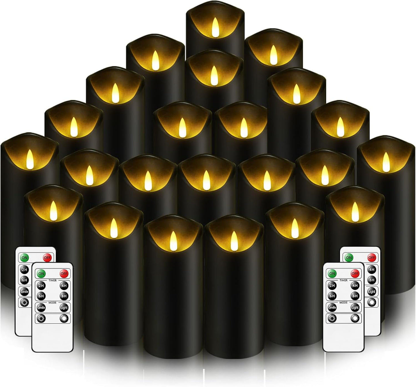 Nimiko Flameless Candles with Remote, Battery Operated Flickering Flameless Candles, LED Candles with Timer 2/4/6/8H, with Realistic LED Candles Set of 9 (D3 x H 3" 4" 5" 6" 7") (Ivory)