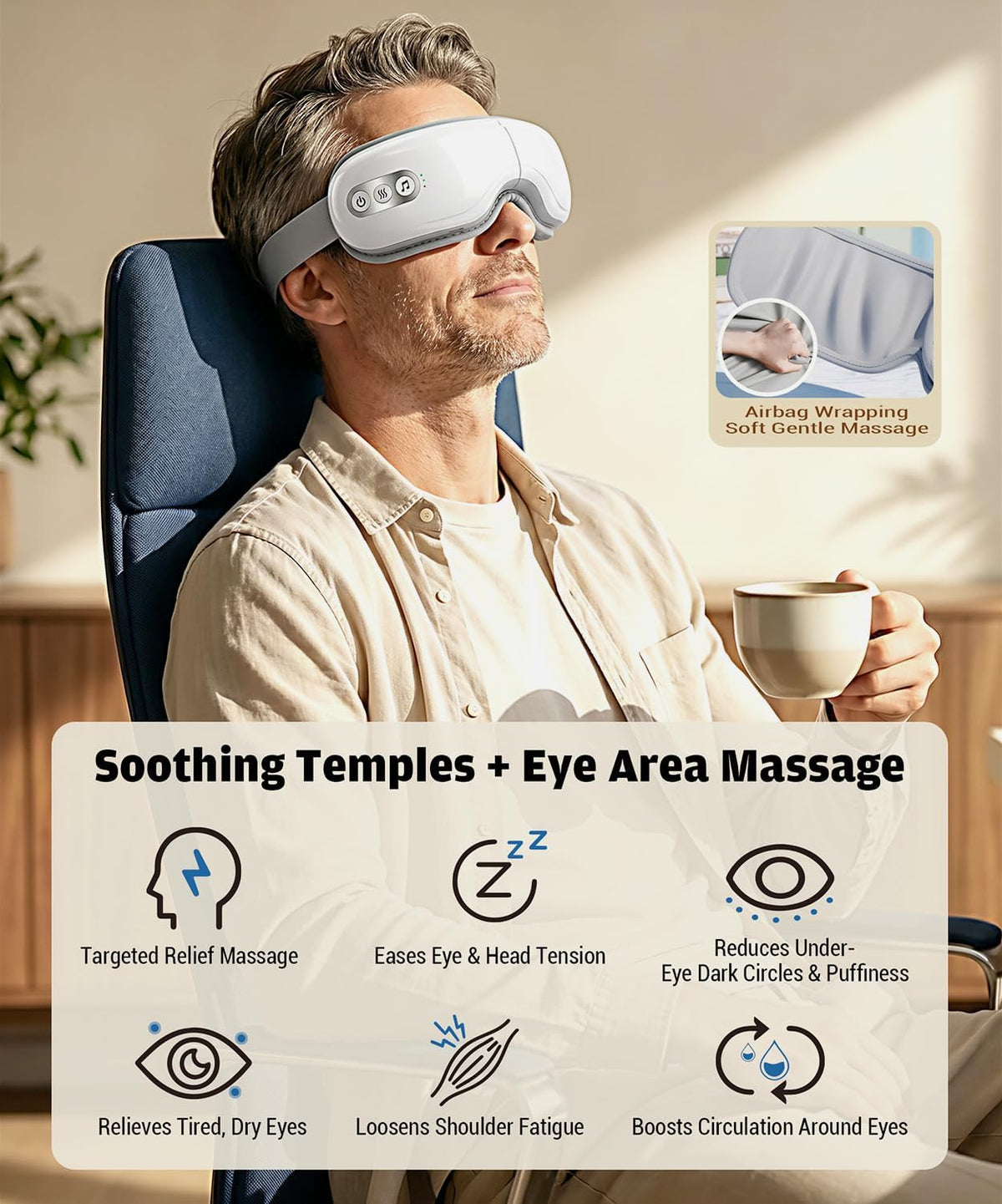 Eye Massager with Heat & Cooling, Cordless Relax Gift