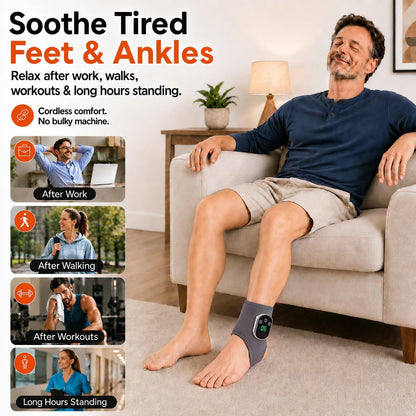 Gouzfca Foot Massager - Electric Ankle Massager, Cordless Design with 3 Vibration Modes, 5 Heat Levels (40°C–60°C) & 30 Min Timer, Home & Travel Use (Grey, 1pc)