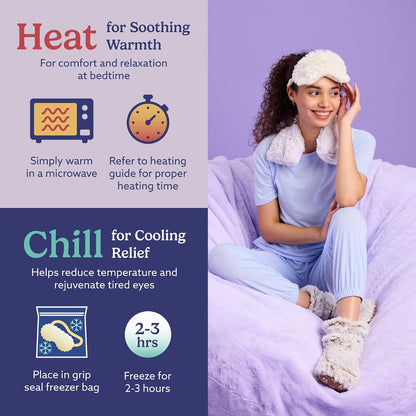 warmies Microwavable Eye Mask for Warmth & Comfort - Heat & Cooling Eye Compress for Dryness Relief - Weighted & Heated Lavender Sleep Mask for Calming Relaxation - Curly Sage