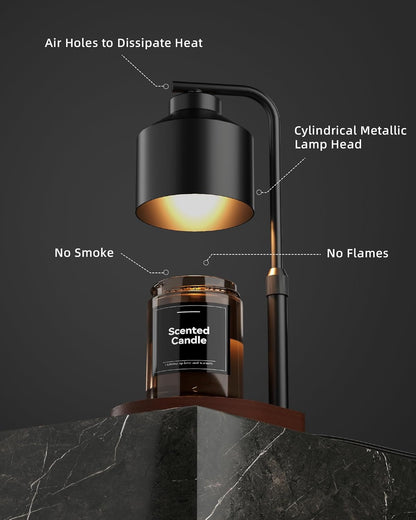 Candle Warmer Lamp with Timer & Dimmer for Yankee Candles, Adjustable Height Candle Warmer for Jar Candles, Wax Melt Lamp for Home Decor & Gifts, Black, 2 Bulbs