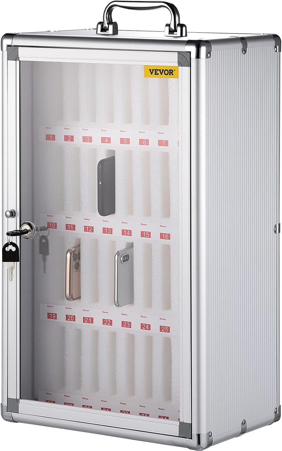 VEVOR Cell Phone Storage Locker, 10 Slots Acrylic Material with Door Locks and Keys, Wall-Mounted Cabinet Pocket Office Classroom Gym Box, Clear
