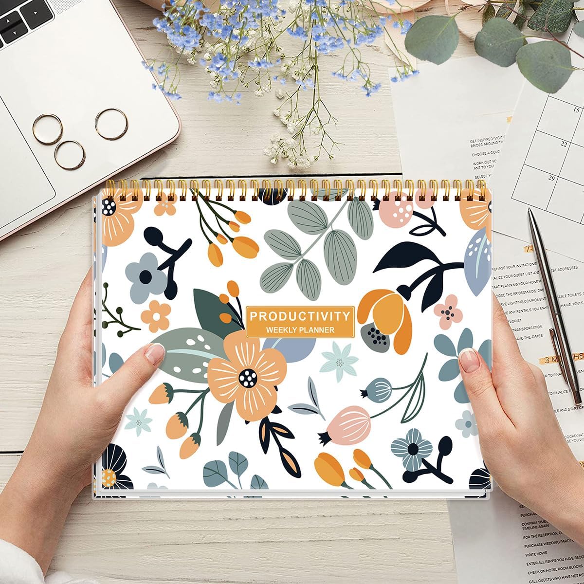 Weekly Productivity Planner - 8.5" x 11" Dashboard Desk Notepad Has 6 Focus Areas to List Tasks for Goals, Projects, Clients, Academic or Meal-Organize Your Daily Work Efficiently, 54 Weeks, Green