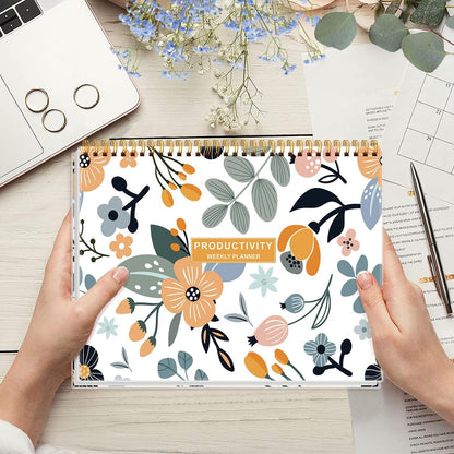 Weekly Productivity Planner - 8.5" x 11" Dashboard Desk Notepad Has 6 Focus Areas to List Tasks for Goals, Projects, Clients, Academic or Meal-Organize Your Daily Work Efficiently, 54 Weeks, Green