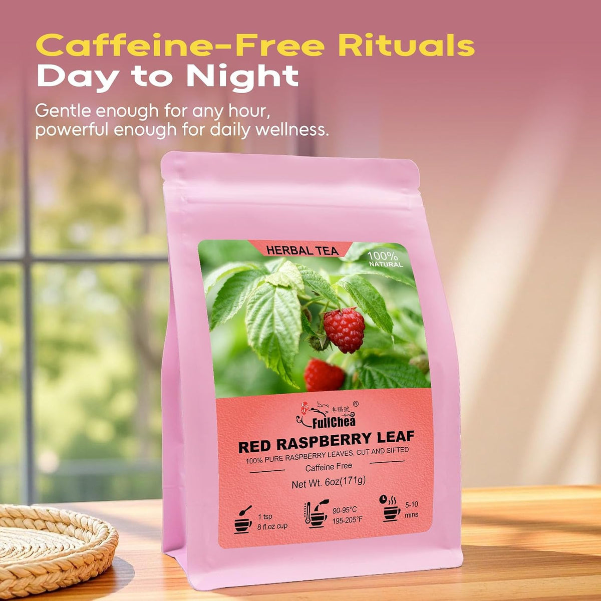 FullChea - Red Raspberry Leaf, 6oz/171g - Natural Dried Raspberry Leaf Tea Loose - Pregnancy Tea for Women's Wellness, Menstrual Cycle & Uterine Health - Cut & Sifted - Non-GMO - Caffeine-free
