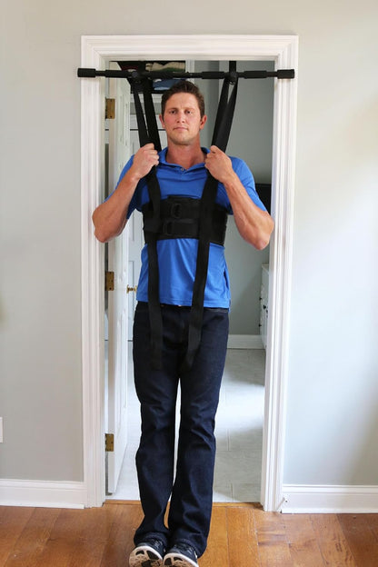 Sit and Decompress Back Stretcher 3 Minutes A Day Lumbar Traction Spinal Decompression - Inversion Table Alternative (Medium Harness No Bar)