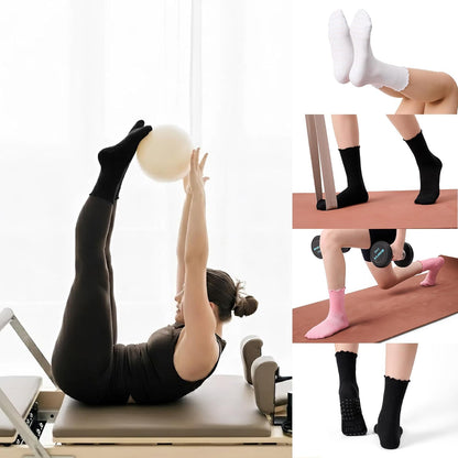 COOLMATE Pilates Socks with Grips for Women, Yoga Socks, Crew Non Slip Women for Barre, Pilates Gifts for Women - Colors A