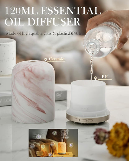 Essential Oil Diffuser - 2.4MHz Ultrasonic Glass Diffuser with Pulse/Continuous Mist & Night Light, Waterless Auto-Off, Silent Aromatherapy Diffuser for Home, Office, Yoga, Spa, Gifts & Home Decor.