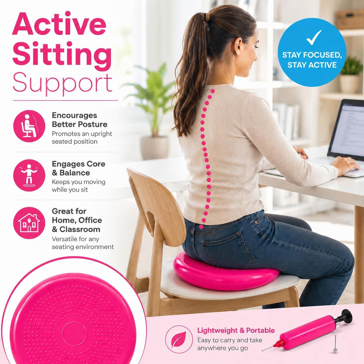 Hanstuten Wobble Seat Cushion & Core Balance Disc - Rubber Wiggle Seat for Active Sitting, Office Desk Chair, and Core Strength Training