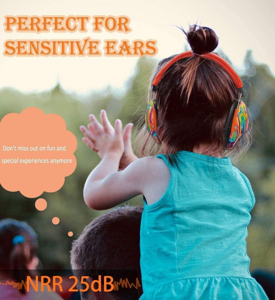 PROHEAR 032 Kids Ear Protection – Ear Muffs for Noise Reduction, 25NRR Noise Cancelling Headphones for Kids,Toddlers, Autism, Sensory Use, Hearing Protection – Orange