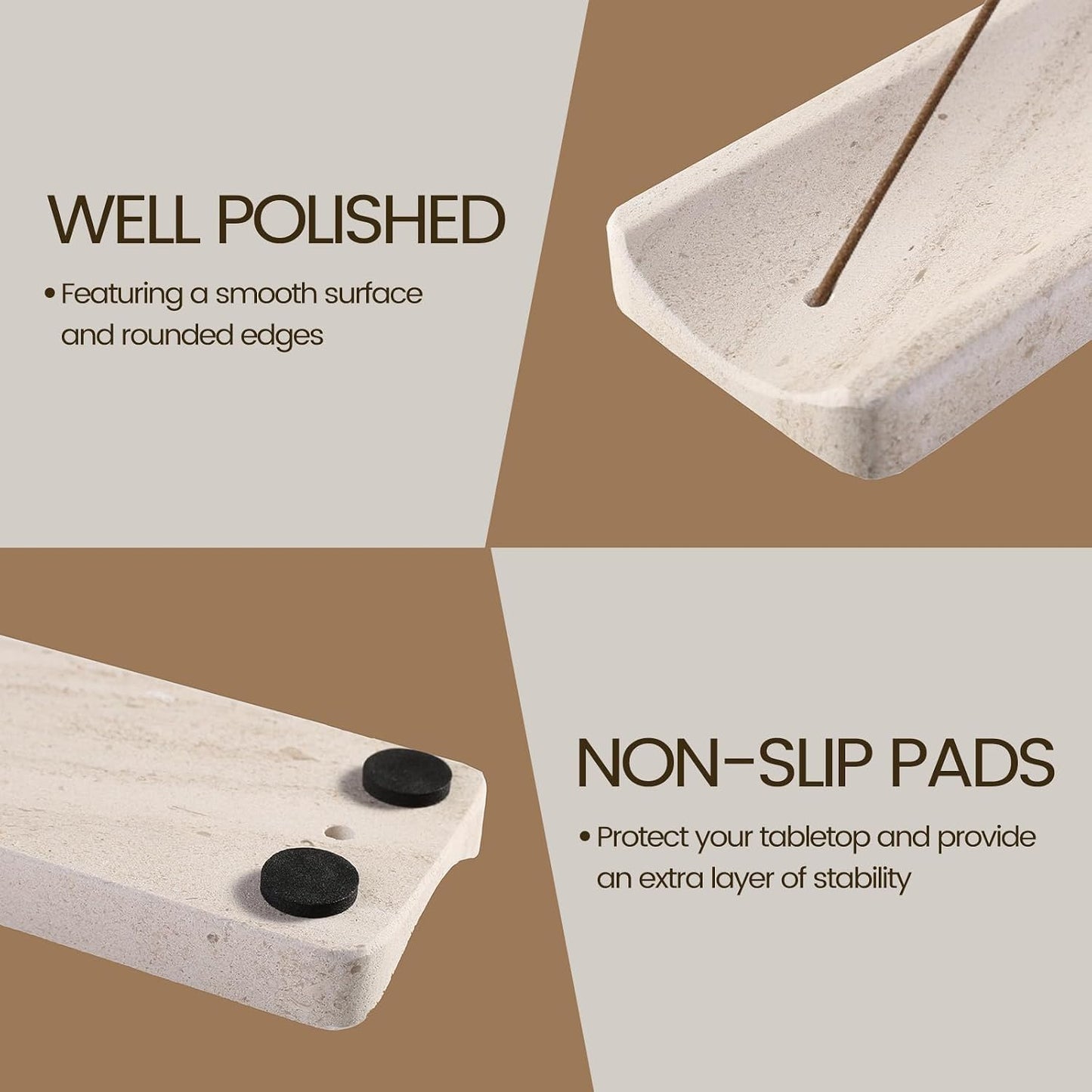Koville Marble Incense Holder, Incense Holder for Sticks, Incense Sticks Holder Ash Catcher for Meditation Yoga SPA, Natural Stone Incense Burner, Home Table Decor (Grey)