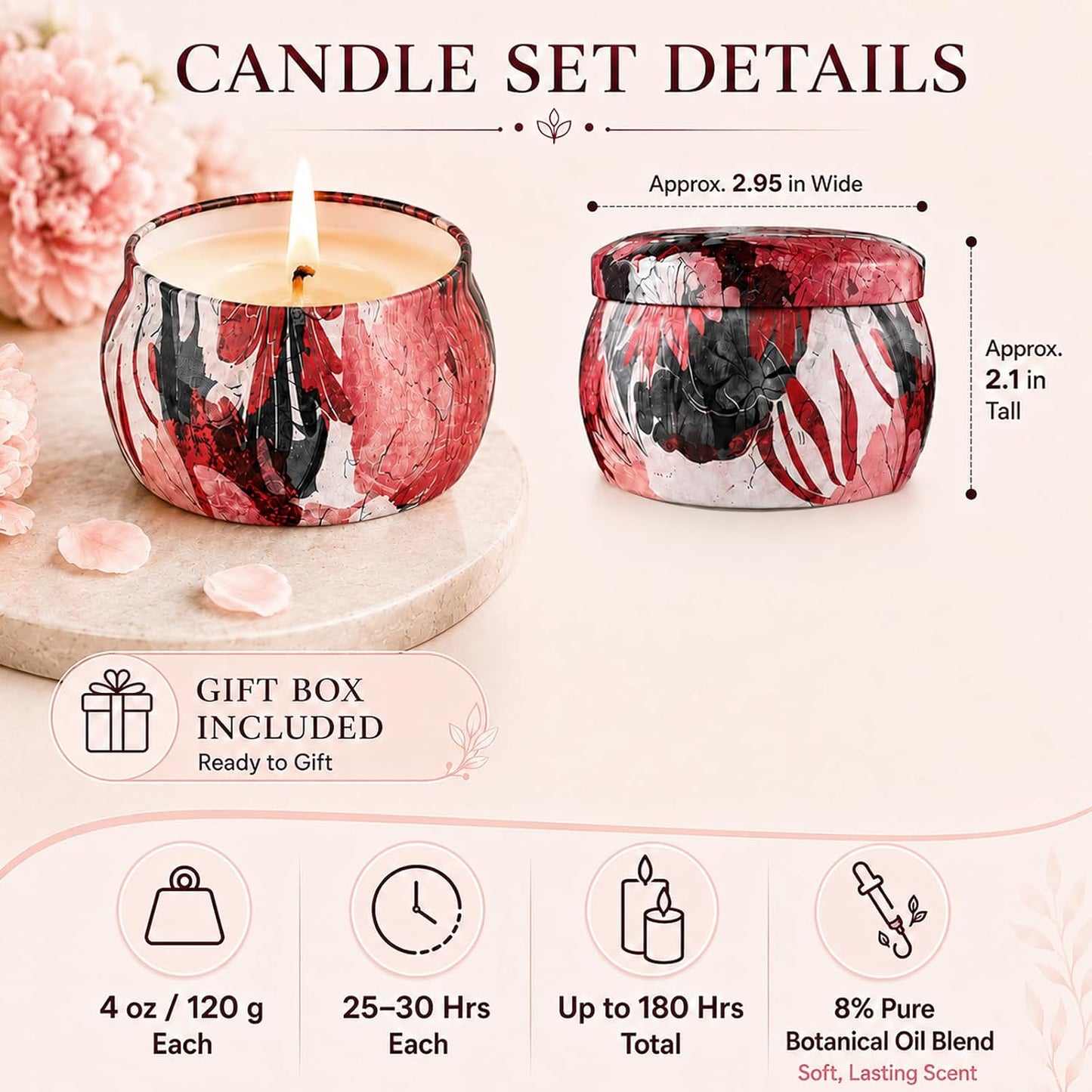 Candles, Scented Candles Gift Set for Women, 8 Pack Fruity Floral Soy Wax Aromatherapy Candles, Travel Tin Candles in Artist Gift Box, Birthday Gifts for Mom, Wife, Sister, Friend, Housewarming