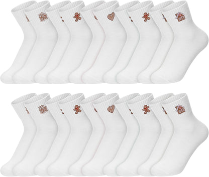 Eurzom 10 Pairs Socks Womens Crew Elastic Ankle Length Cotton Socks Aesthetic Cute Lightweight Low Cut Gifts for Women - Colors A