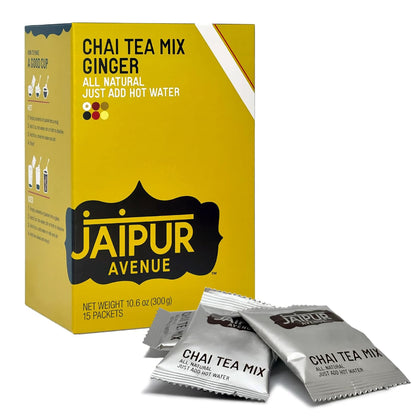 Jaipur Avenue Cardamom Chai Tea Mix Crafted with All-Natural Assam Black Tea, Cardamom, Cane Sugar, and Premium Dry Milk - Preservative-Free, Gluten-Free, Authentic Indian Chai Tea Latte (15 Servings)