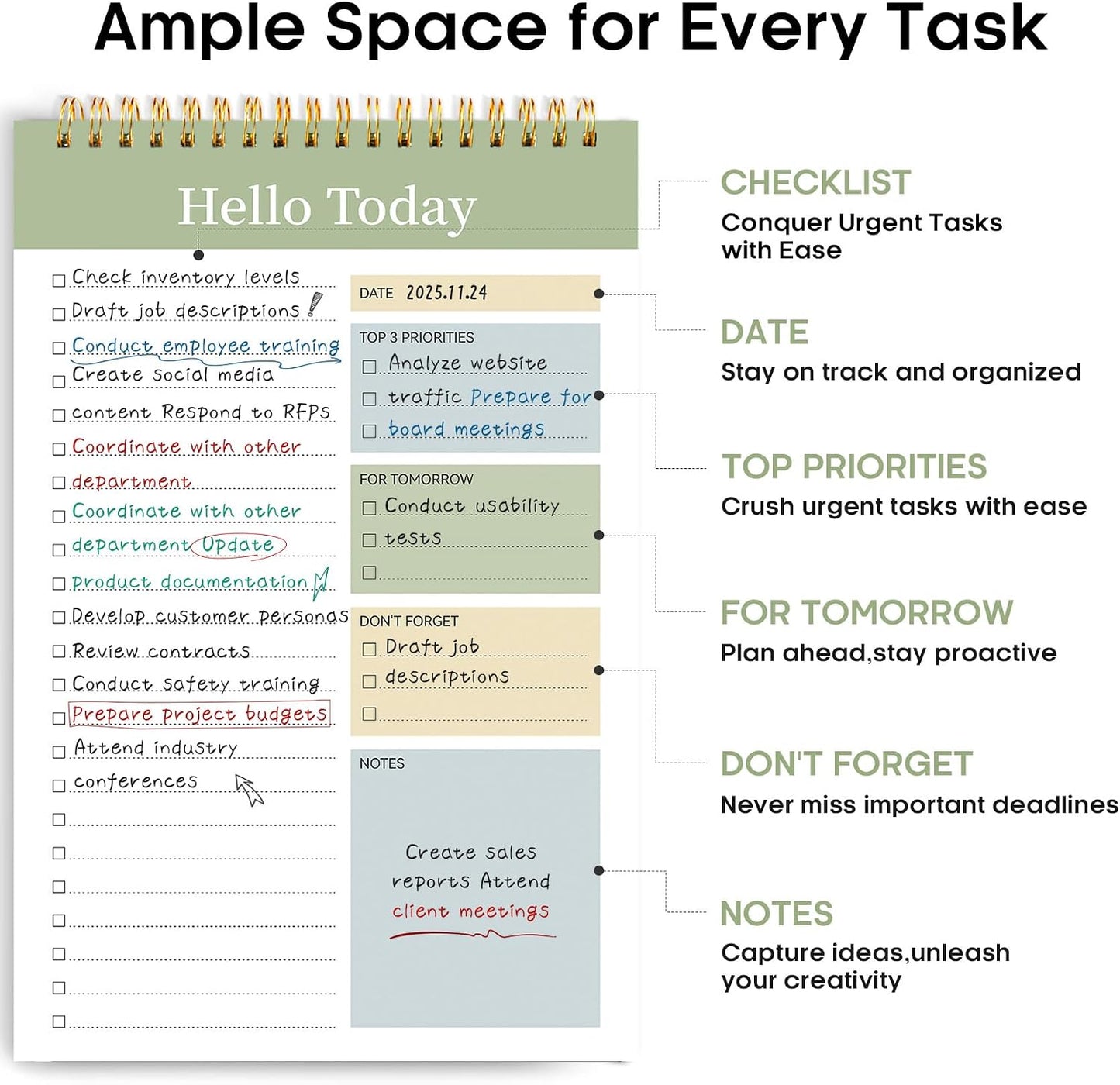 Taja To Do List Notepad - To Do List Notebook for Work with 52 Sheets, 9.8" x 6.5", Undated Daily Planner Perfect for Daily Tasks and Goal Setting, Notepad Suitable for Office, Home & School - Violet Dream
