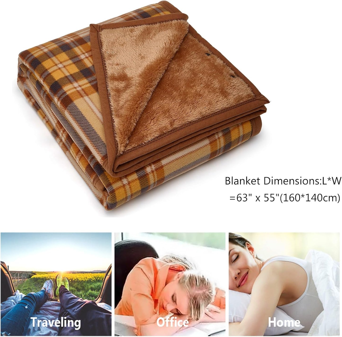 forestfish Fleece Wearable Blanket, Plaid Lap Blanket Comfy Poncho Throw with Buttons for Bed Sofa Office, Grey-White