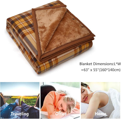 forestfish Fleece Wearable Blanket, Plaid Lap Blanket Comfy Poncho Throw with Buttons for Bed Sofa Office, Grey-White