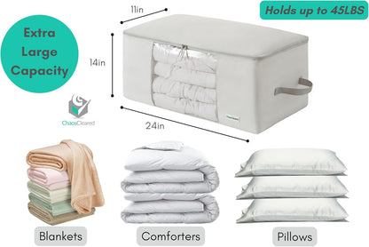 Comforter Storage Bag - Folding Organizer bag for King/Queen Comforters, Pillows, Blankets, Bedding/Quilt, Blanket, Duvet, Mothproof Space Saver; Large Collapsible Organizers, 24"x14"x11"