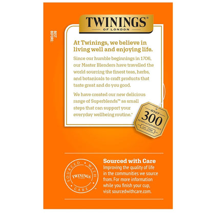Twinings Peppermint with Probiotics Herbal Tea, 18 Count (Pack of 6), Supports Healthy Digestion, Naturally Caffeine-Free, Enjoy Hot or Iced, 108 Teabags
