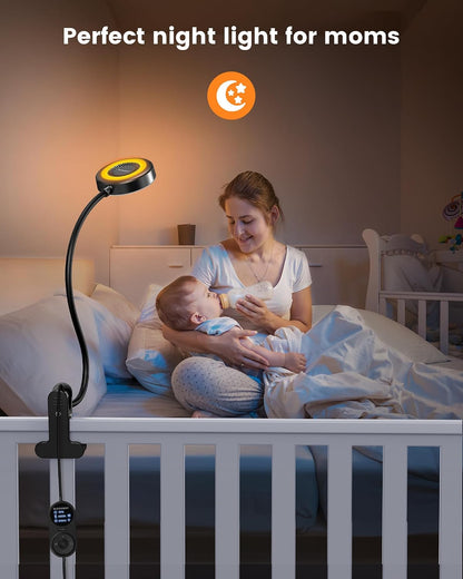 Glocusent Clip on Light, 72 LEDs Clip on Lamp with Amber Night Light, 3 Colors & 5 Brightness Bed Lamp, 30/60-Min Auto Off Timer, Perfect Eye Caring Reading Lamps for Bed/Headboard/Table/Desk