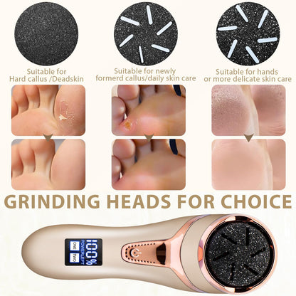Electric Callus Remover for Feet with Vacuum, Professional Pedicure Tools Kit, Rechargeable Waterproof Foot File for Foot Care Deadskin Remover with 3Heads&2Speed,LCD Display