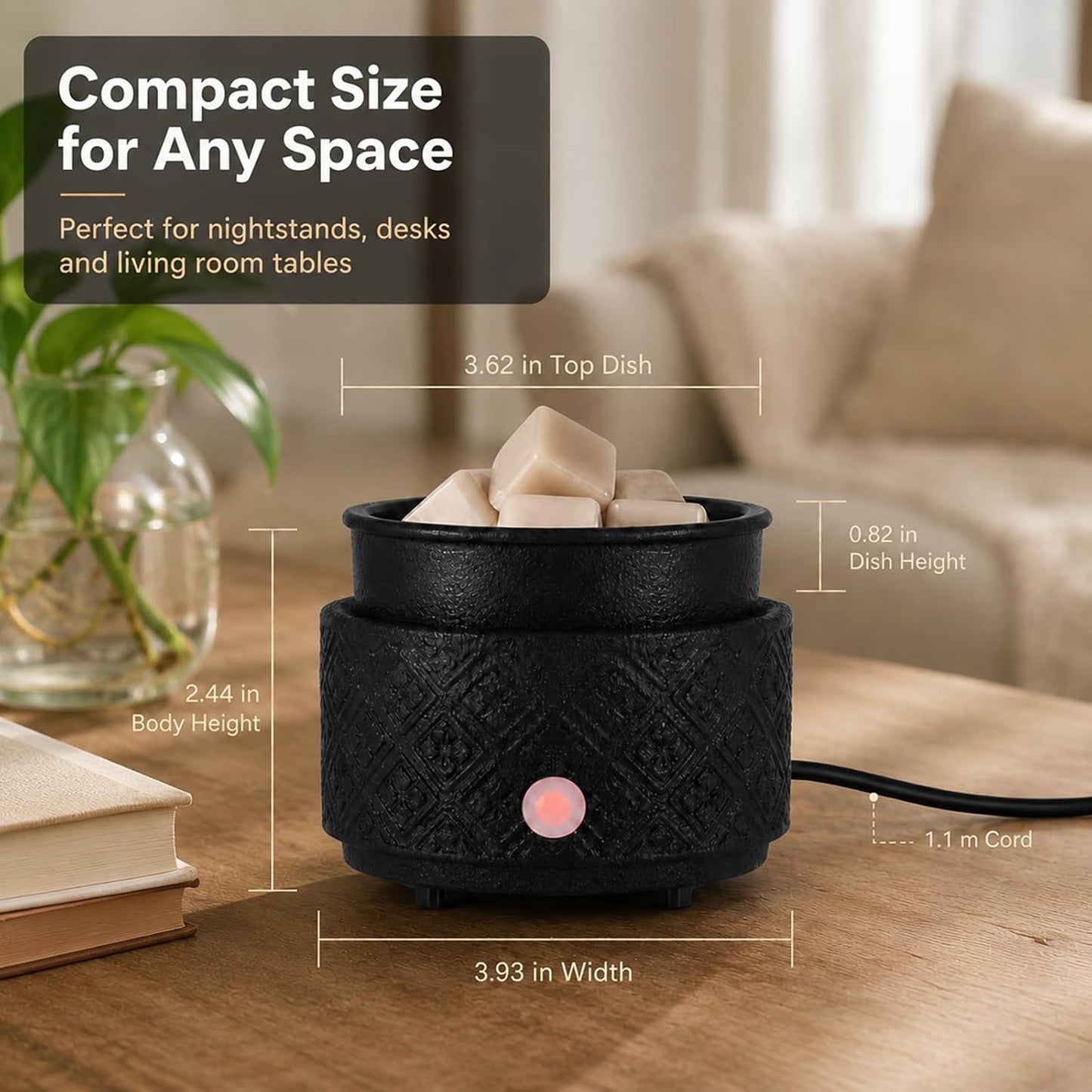 mocosa Ceramic Wax Warmer Wax Melt Warmer for Scented Wax 3-1 Electric Candle Warmer Home Fragrance Wax Burner for Mom Women(White-Fan Shaped)
