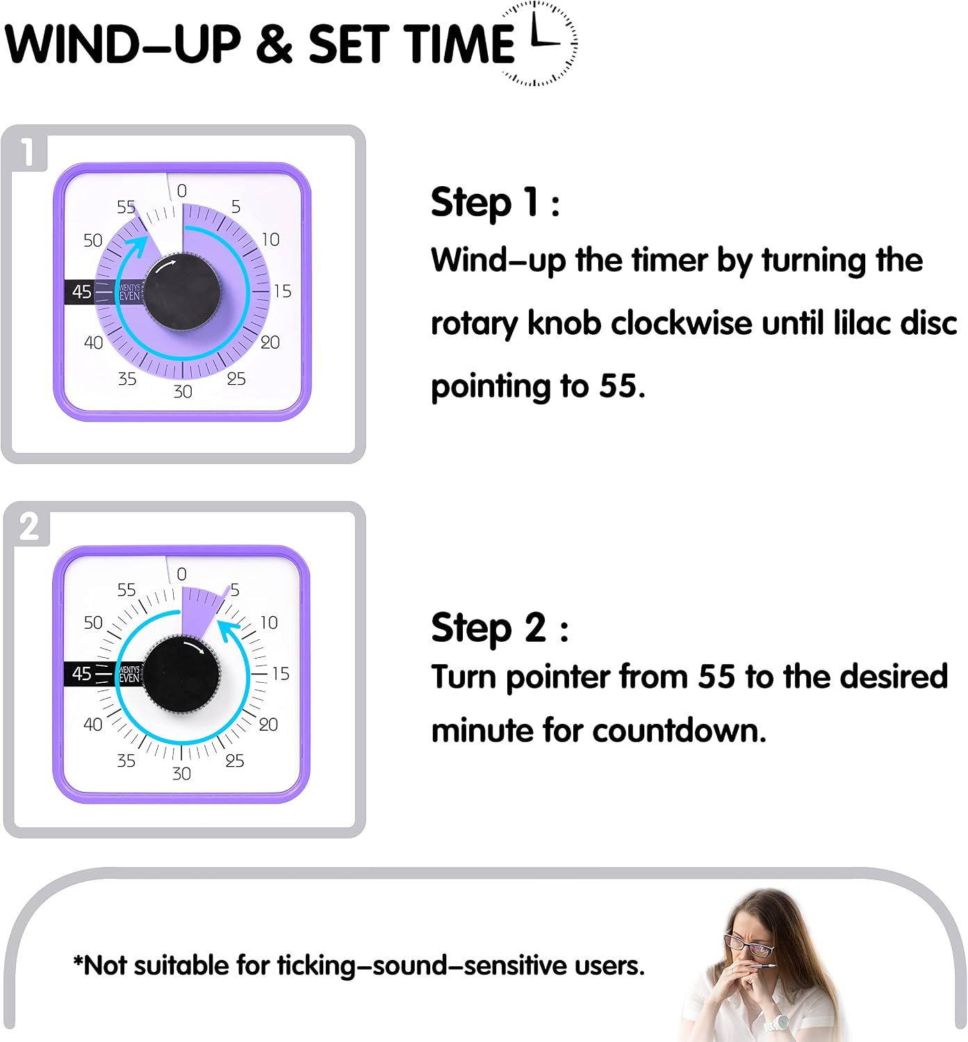 Visual Timer 7.5 inch; 60 Minute 1 Hour Countdown Timer for Kids Classroom Teaching Tool Home Office Meeting, Mechanical Countdown Clock for Exam Time Management Magnetic, Navy Blue with Colorful Disc