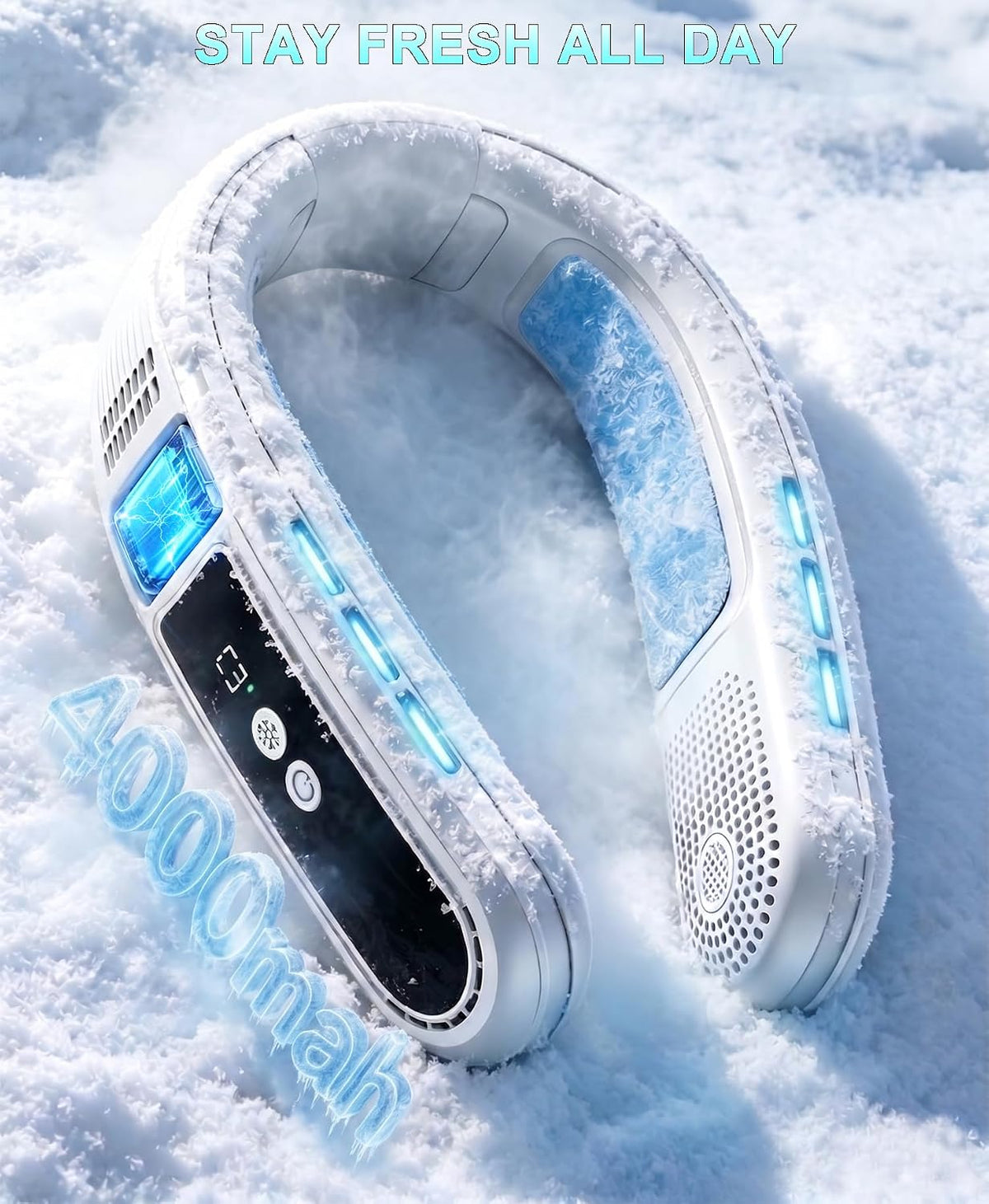 Neck Air Conditioner with 2 Icy Cooling Plates, Portable Neck Fans Blow Cold Air Rechargeable, Wearable Bladeless Fan Personal AC Dual Turbo,LED Screen Summer Gifts for Travel Beach Golf Office Women