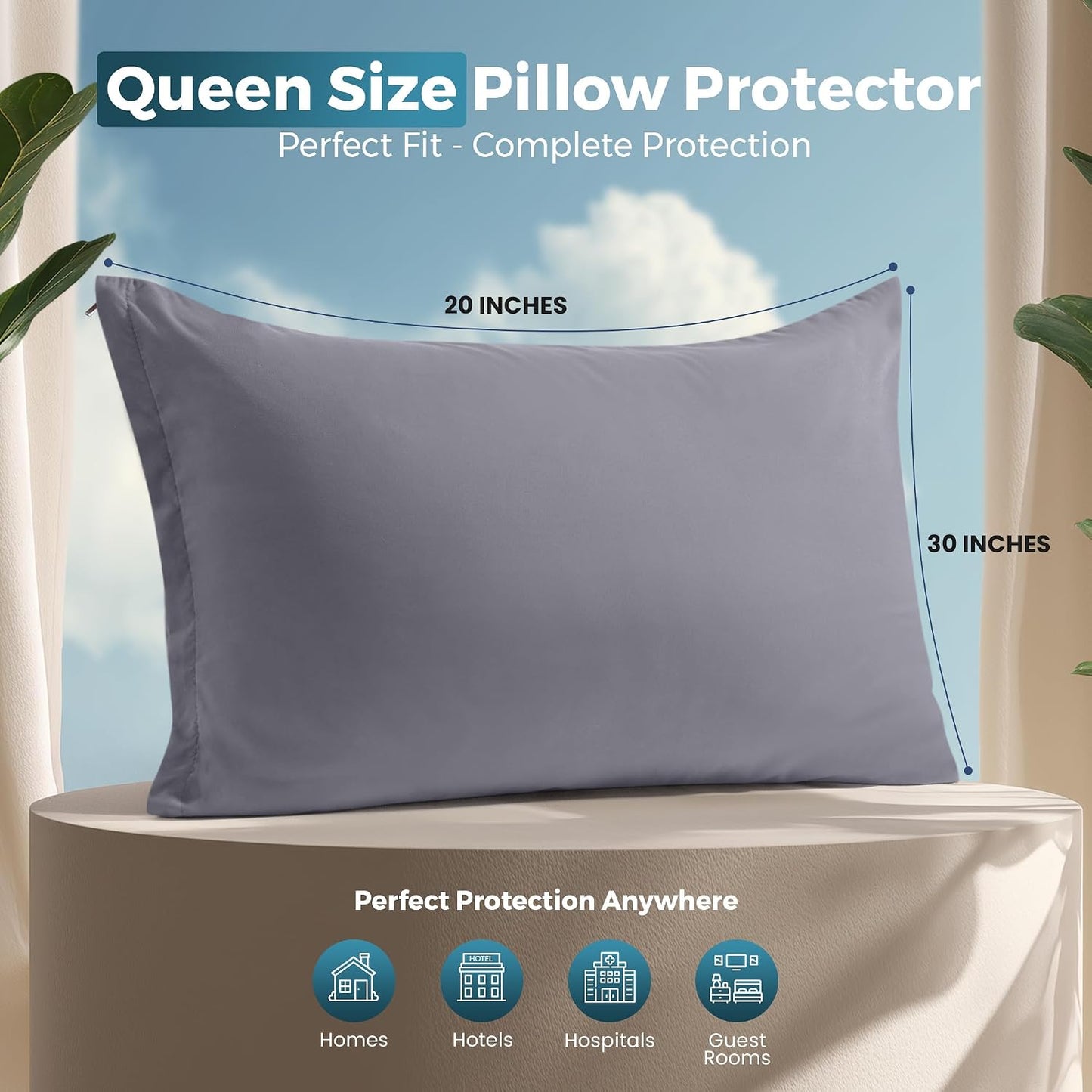 Utopia Bedding 4 Pack Pillow Protectors with Zipper Queen Size, Soft Brushed Microfiber Fabric Pillow Cases, Shrinkage and Fade Resistant Pillow Covers (White)