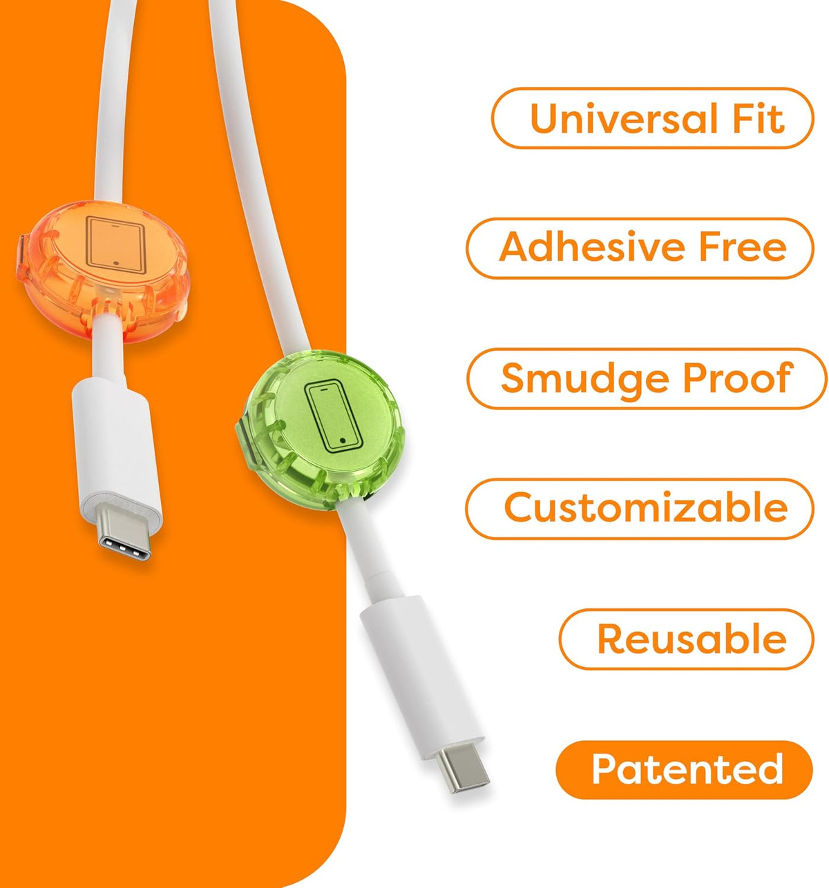 DOTZ Cord Identifiers, Reusable Cable Labels for Cords & Chargers, 5 Count